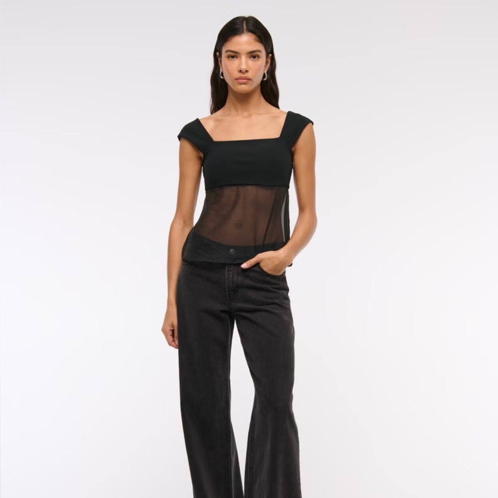 Abercrombie & Fitch Black Sheer Blouse